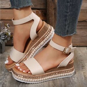 Elegant Cream Platform Sandals